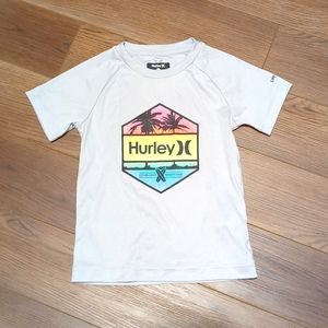 Hurley boys rashguard swim top swimsuit silver gray palm trees size XS 5
